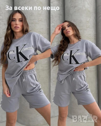 Calvin Klein Дамски Летен Комплект👚🩳Дамски Къс Екип Келвин Клайн - 6 Цвята Код A665, снимка 2 - Комплекти - 50669605