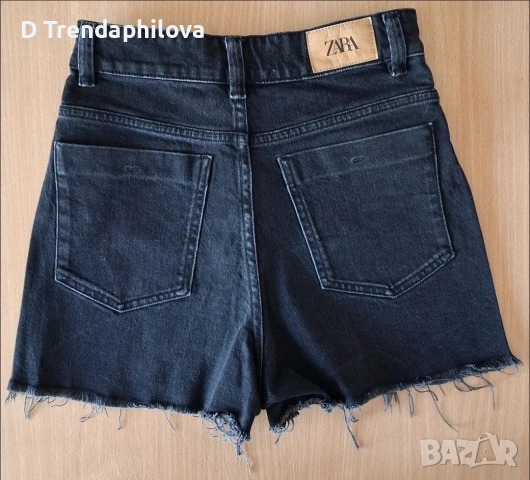 Черни дънкови шорти ZARA с висока талия, снимка 2 - Дънки - 54314341