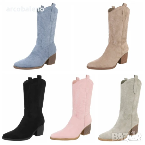 Дамски уестърн и байкърски ботуши, 5цвята 