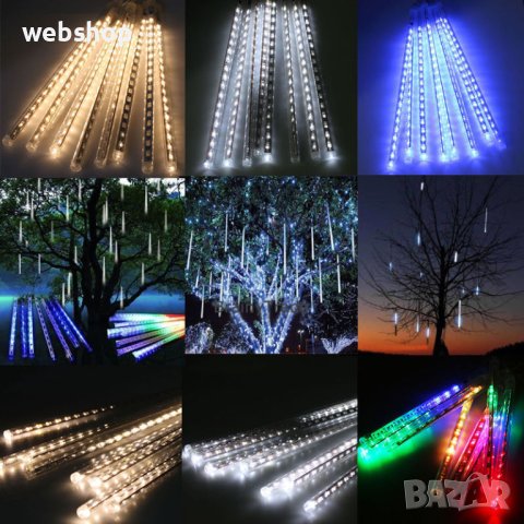 Коледни LED висулки падащ сняг METHEOR WHITE, 7 броя по 70 см, каскадно свързване, снимка 2 - Лед осветление - 42547563