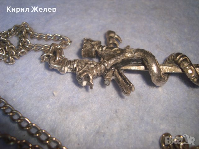 СТАР ПОСРЕБРЕН МОДЕН ХЕВИ МЕТЪЛСКИ МЕДАЛЬОН НЕО ГОТИКА с ВЕРИЖКА 27459, снимка 6 - Колиета, медальони, синджири - 36902826