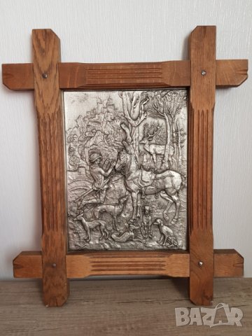 Антична немска релефна и гравирана оловно цинкова картина, снимка 1 - Картини - 33726510