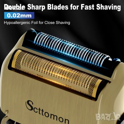 Scttomon Електрическа самобръсначка с фолио, тример за брада, коса, безжична, водоустойчива, снимка 2 - Електрически самобръсначки - 47709825