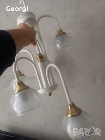 Полилей с 5 стъкла бял цвят, снимка 2 - Полилеи - 50419784