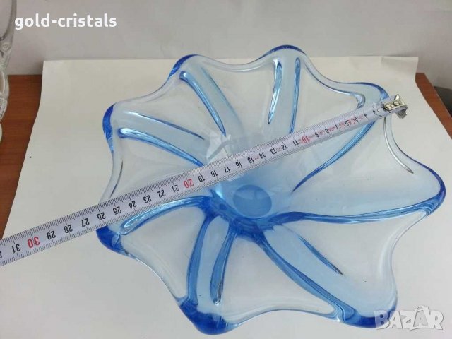 Кристална купа фруктиера чиния кобалт , снимка 2 - Антикварни и старинни предмети - 29843252