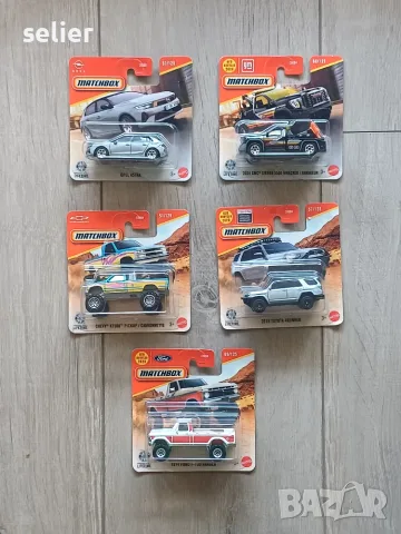 пет запечатани колички Matchbox, които са част от основната серия (Mainline) за 2026 година. Всички 