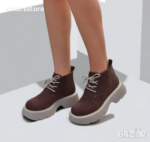 Равни боти - кафяв велур с бежово ходило - 244-90, снимка 2 - Дамски боти - 31843919