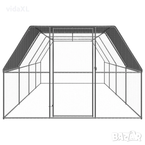 vidaXL Птичарник на открито, 3x8x2 м, поцинкована стомана（SKU:3089326）, снимка 3 - Други стоки за животни - 52980804