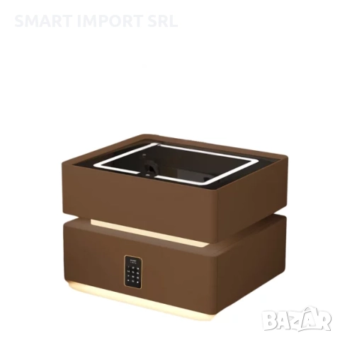 Интелигентно LED нощно шкафче с безжично зареждане Smart Heater, кодирана ключалка, кафяв, снимка 2 - Шкафове - 51997145