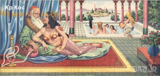 Винтидж репродукция на картина с Али Паша по ориенталски мотиви, снимка 2 - Картини - 50954493