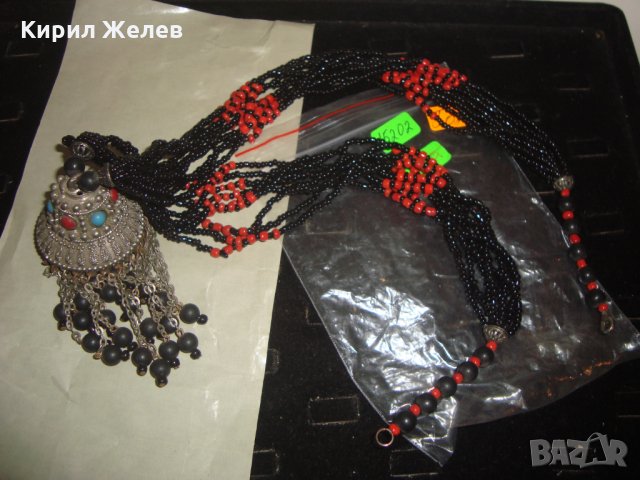 ТУАРЕГСКА ТЮРКОАЗЕНА САЧАНЕНА ОГЪРЛИЦА ТРАДИЦИОНЕН НАЦИОНАЛЕН НАКИТ с ХИЛЯДИ МЪНИСТА и КОРАЛ 15202, снимка 12 - Колиета, медальони, синджири - 30711707