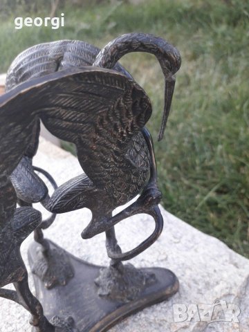 Бронзова статуетка на птици жерави, снимка 3 - Декорация за дома - 30147047