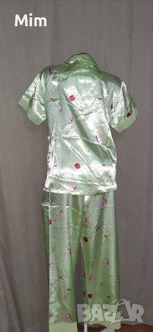 Melissa Broun 42/44 Сатенена зелена пижама / нощница/ горнище и долнище , снимка 5 - Нощници - 38130136