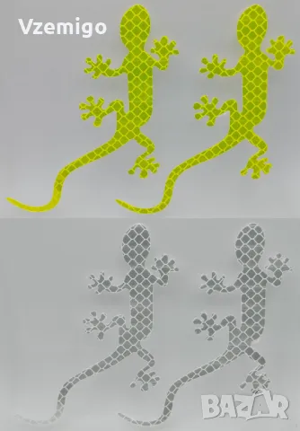 2 бр. Светлоотразителен стикер гущер гекон (Gecko), снимка 1