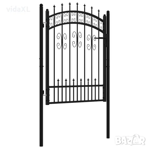 vidaXL Оградна порта KAMPEN с връх, черна, 103x125 см, стомана, снимка 1 - Огради и мрежи - 56146087