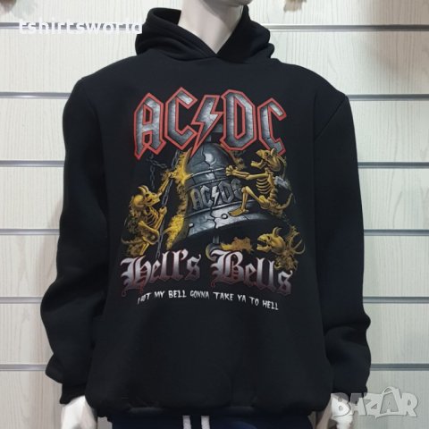 Нов мъжки суичър с дигитален печат на музикалната група АC/DC - HELL'S BELLS, дяволчета
