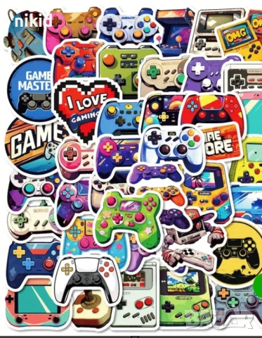 50 бр джойстик контролер конзола плейстейшън геймърски лепенки самозалепващи украса картонена торта, снимка 9 - Други - 46875184