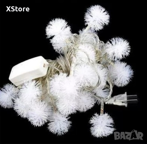 Многоцветни коледни LED лампички с топчета с щепсел- Многоцветни, дължина - 5м ,28 бр. лампички., снимка 8 - Лед осветление - 52441852