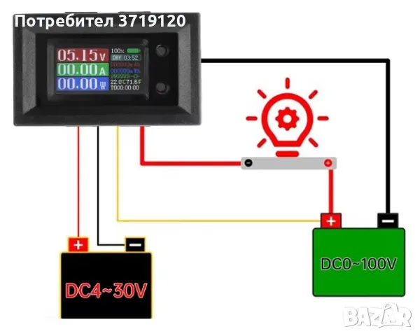 Амперметър 10А, волтметър-тестер,термометър 9 в 1, снимка 3 - Други - 50166040