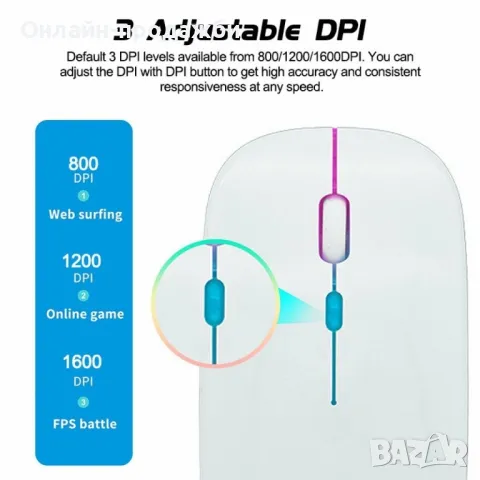 Безжична Bluetooth мишка в няколко цвята MS6 BT+2.4G , снимка 4 - Клавиатури и мишки - 48442562