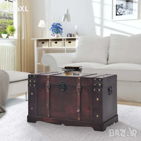 vidaXL Винтидж сандък за съкровища, дърво, 66x38x40 см, снимка 2 - Скринове - 56146380