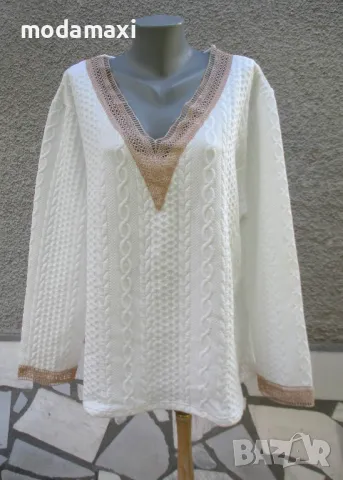 4XL Нова бяла блуза с дантела 