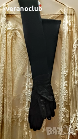 Дълги ръкавици Естествена Кожа Дамски, снимка 5 - Шапки - 23743270