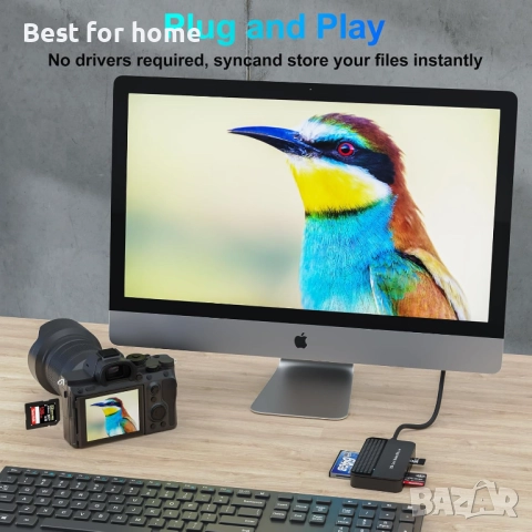 USB 3.0, FEMORO четец за карти с памет 4 в 1, едновременно четене, SD, Micro SD, TF, MS CF, Compact , снимка 8 - Друга електроника - 51921633