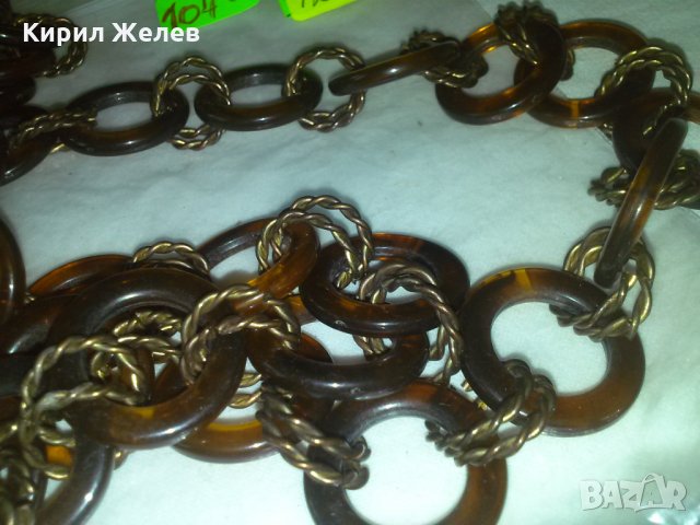 СТАР ВИНТИДЖ ГЕРДАН с МЕДНИ ЕЛЕМЕНТИ и КАТАЛИН 72361, снимка 6 - Колиета, медальони, синджири - 29604893