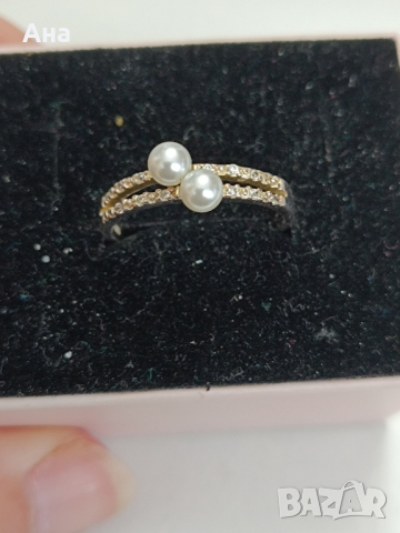 Сребърен пръстен с перли и камъни ЖЕ7, снимка 1