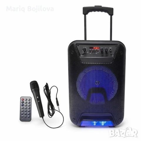 Преносима караоке тонколона - 8" говорител, LED светлина, дистанционно управление и микрофон, снимка 6 - Тонколони - 53196067