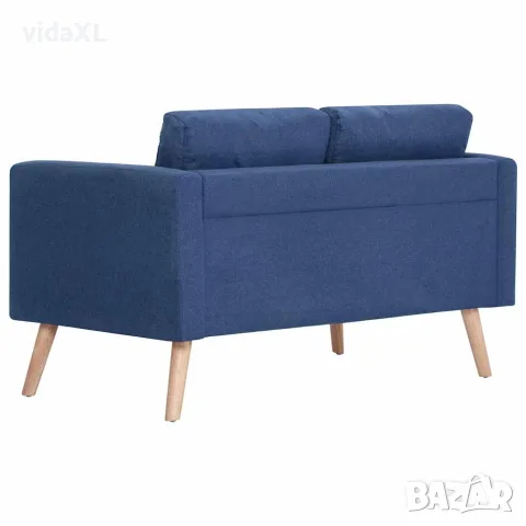 vidaXL 2-местен диван, текстил, син, снимка 4 - Дивани и мека мебел - 56146484