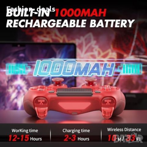Нов Безжичен контролер за PS-4 с RGB бутони и дълга издръжливост на батерията, снимка 6 - Аксесоари - 42712702