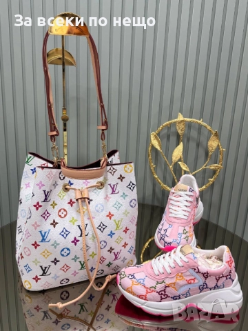 Louis Vuitton Gucci Комплект Дамски Маратонки и Дамска Чанта - Различни Цветове И Модели Код SK408, снимка 6 - Маратонки - 52870910