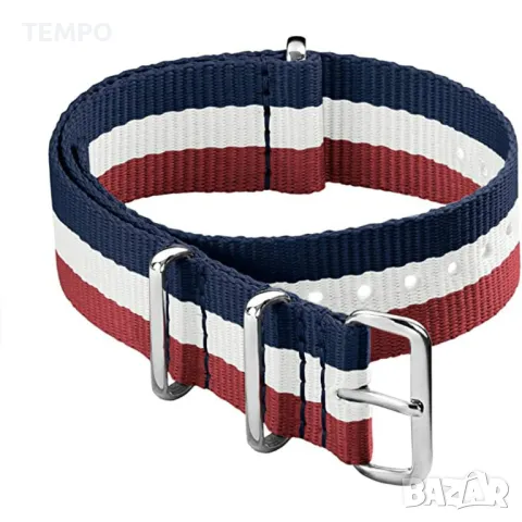 КАИШКА ZULU- ЧЕРВЕН / БЯЛ / СИН -18мм + ПОДАРЪК