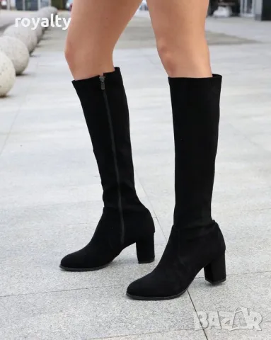 Ботуши на ток - черен велур