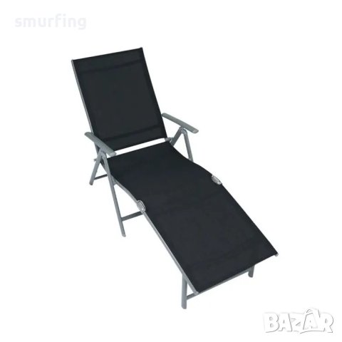 Сгъваем шезлонг алуминий и плат, черен къмпинг, снимка 2 - Други - 42807598