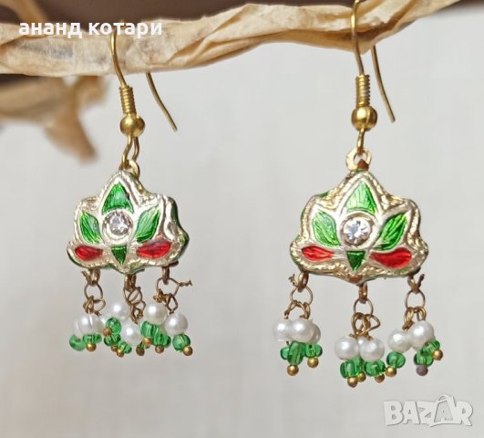 Ръчно емайлирани традиционни обеци от Раджастан М34, снимка 4 - Обеци - 23404697