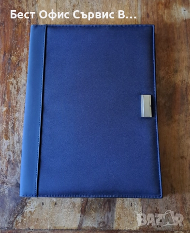 папка луксозна за документи кожена синя Марксман Marksman Размер А4