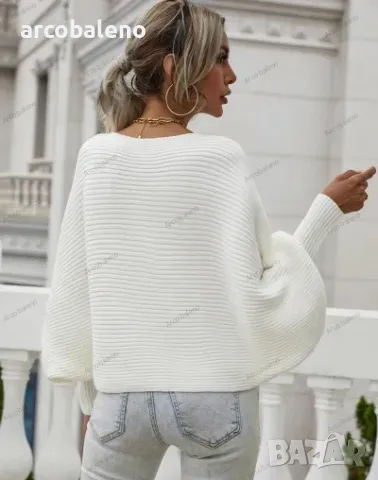 Дамски свободен пуловер с кръгло деколте и дълги ръкави, 6цвята , снимка 4 - Блузи с дълъг ръкав и пуловери - 42678795