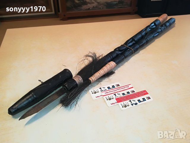 копие с резба и метален връх 140см 3012221206, снимка 4 - Антикварни и старинни предмети - 39143210