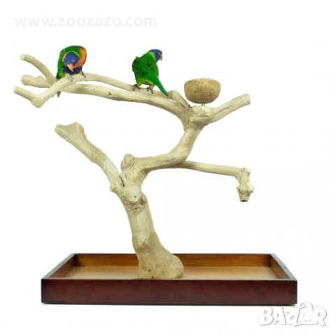 Стойка от естествено дърво за Папагали с купичка за храна/вода - Java Playstand - Модел: ZF1113