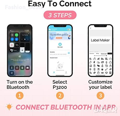 Нов преносим Bluetooth принтер за етикети стикер организация съхранение, снимка 4 - Друга електроника - 40339183