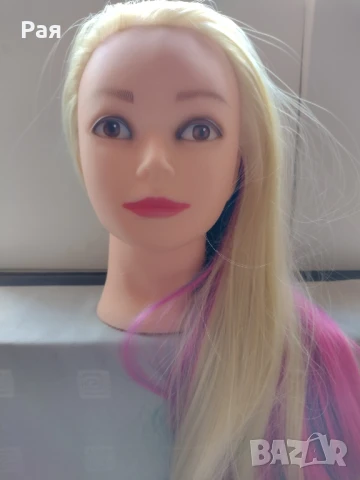 Учебна фризьорска глава 70 см шарена, снимка 3 - Аксесоари за коса - 50660652