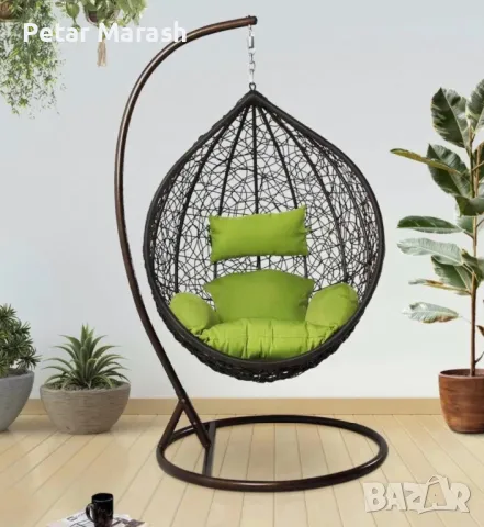 Висящ Ратанов Стол – ГОЛЯМА Градинска Люлка Водоустойчива в 4 Цвята, снимка 2 - Столове - 50365625