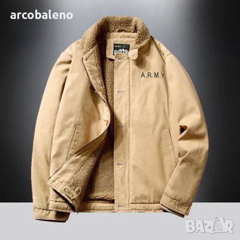 Мъжко зимно яке с удебелена вълнена подплата и качулка, 6цвята , снимка 3 - Якета - 52160331