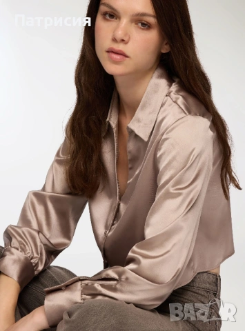 Чисто нова кроп къса сатенена риза цвят шампанско марка Terra Nova, размер M., снимка 5 - Ризи - 54032126