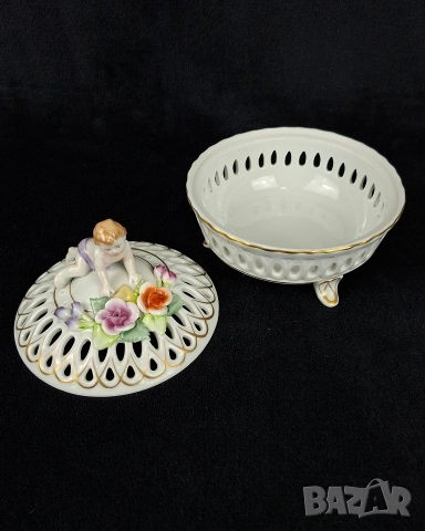 Ажурна бонбониера с капак - PMP, Германия, снимка 5 - Декорация за дома - 52612532