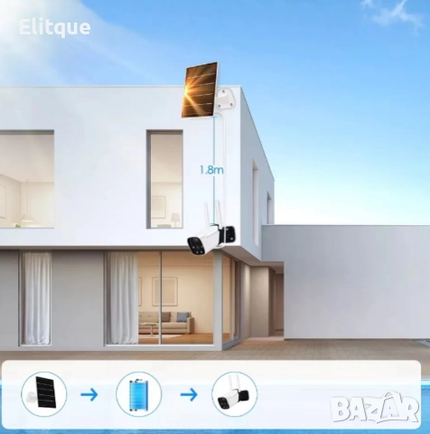 Камера с отделен соларен панел и датчик,4 диода,6MP,iCsee приложение, снимка 16 - Камери - 52843067