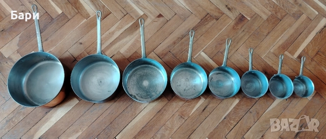 Стари медни тигани,тиган,касерола,тенджера-8бр., снимка 2 - Съдове за готвене - 52234591